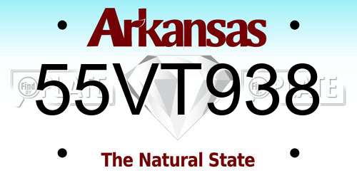 55VT938 Arkansas License Plate
