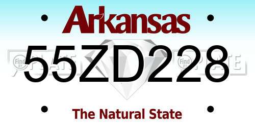 55ZD228 Arkansas License Plate