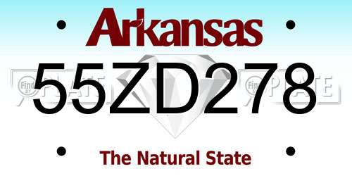55ZD278 Arkansas License Plate