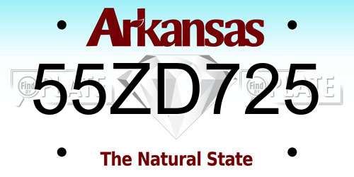 55ZD725 Arkansas License Plate