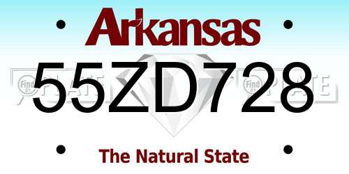 55ZD728 Arkansas License Plate