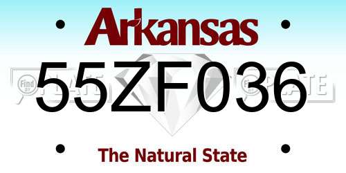 55ZF036 Arkansas License Plate