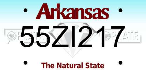 55ZI217 Arkansas License Plate