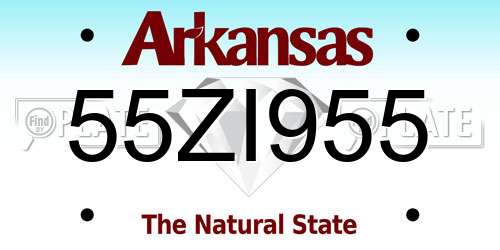 55ZI955 Arkansas License Plate
