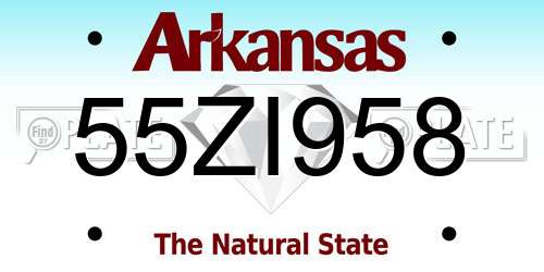 55ZI958 Arkansas License Plate