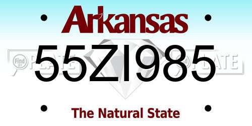 55ZI985 Arkansas License Plate
