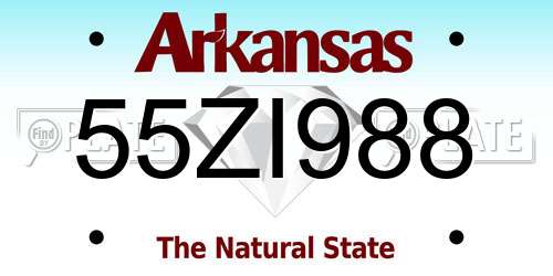 55ZI988 Arkansas License Plate