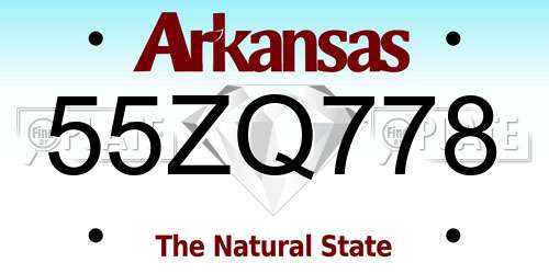 55ZQ778 Arkansas License Plate
