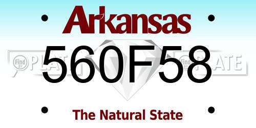560F58 Arkansas License Plate