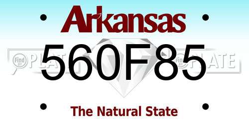 560F85 Arkansas License Plate