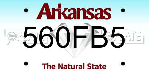 560FB5 Arkansas License Plate