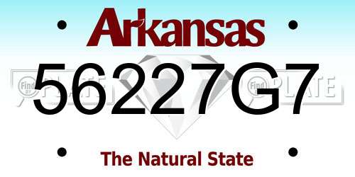 56227G7 Arkansas License Plate