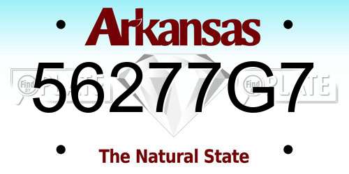 56277G7 Arkansas License Plate