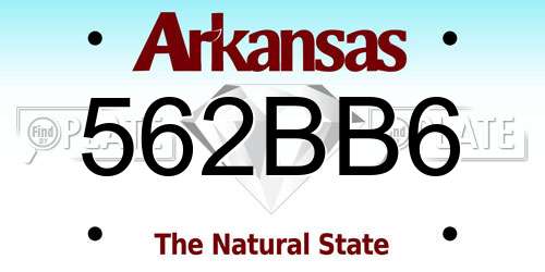 562BB6 Arkansas License Plate