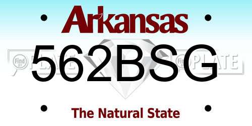 562BSG Arkansas License Plate