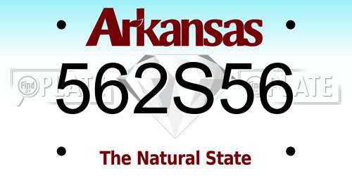 562S56 Arkansas License Plate