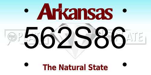 562S86 Arkansas License Plate