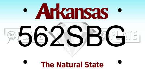 562SBG Arkansas License Plate