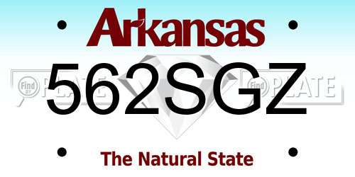 562SGZ Arkansas License Plate