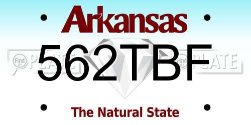 562TBF Arkansas License Plate