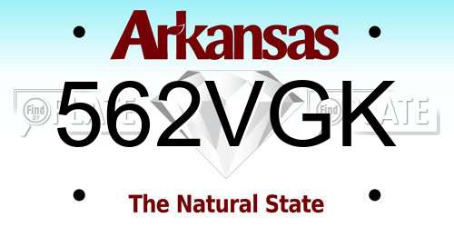 562VGK Arkansas License Plate