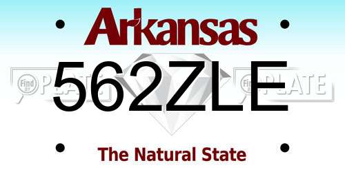562ZLE Arkansas License Plate