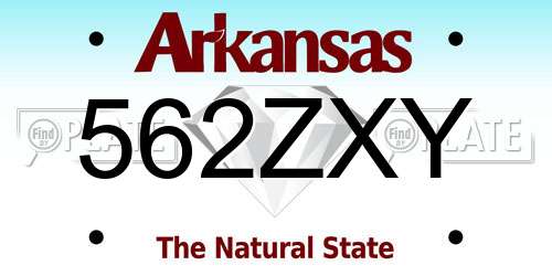 562ZXY Arkansas License Plate
