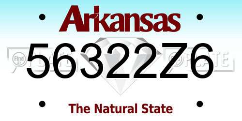 56322Z6 Arkansas License Plate