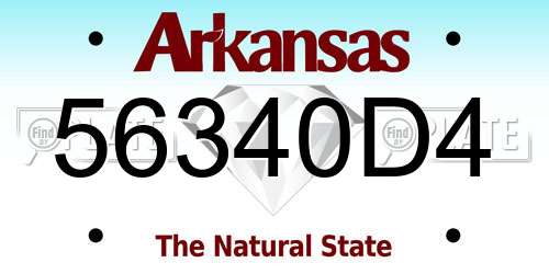 56340D4 Arkansas License Plate