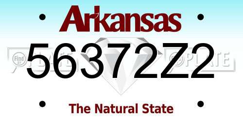 56372Z2 Arkansas License Plate