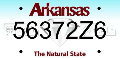 56372Z6 Arkansas License Plate