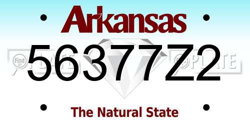 56377Z2 Arkansas License Plate