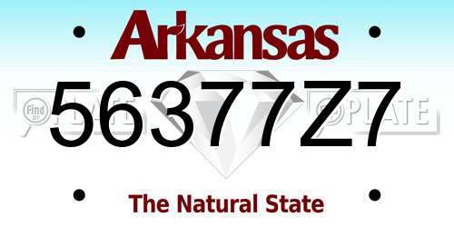 56377Z7 Arkansas License Plate