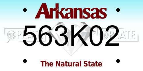 563K02 Arkansas License Plate