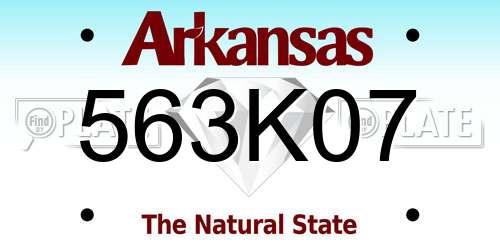 563K07 Arkansas License Plate
