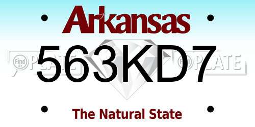 563KD7 Arkansas License Plate
