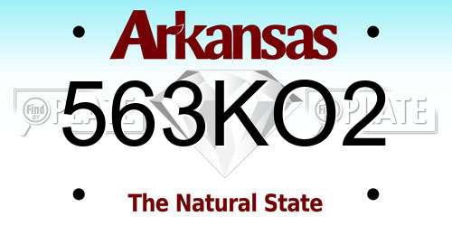 563KO2 Arkansas License Plate