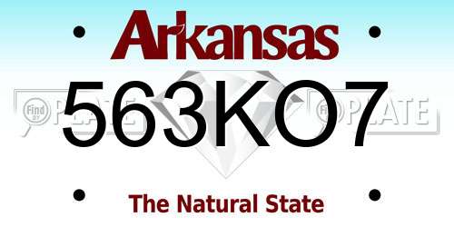 563KO7 Arkansas License Plate