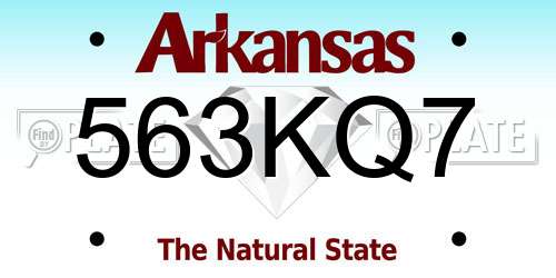 563KQ7 Arkansas License Plate