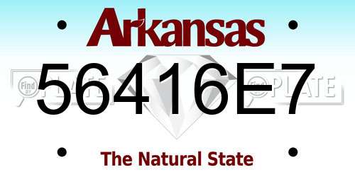 56416E7 Arkansas License Plate