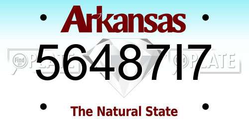 56487I7 Arkansas License Plate