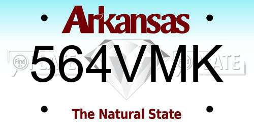 564VMK Arkansas License Plate
