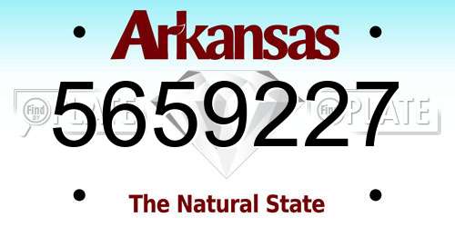 5659227 Arkansas License Plate