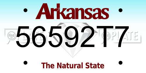 56592T7 Arkansas License Plate