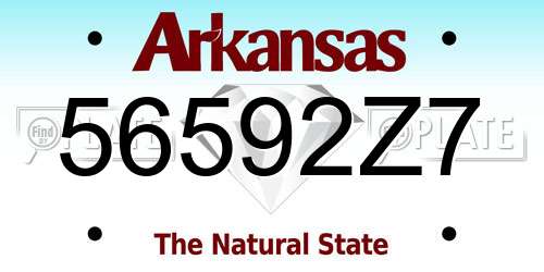56592Z7 Arkansas License Plate