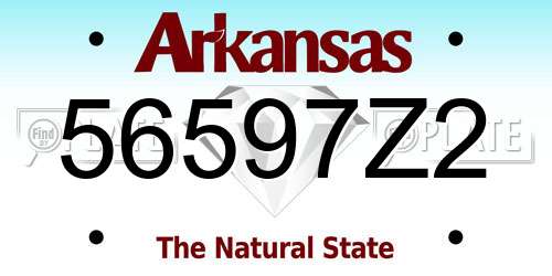 56597Z2 Arkansas License Plate