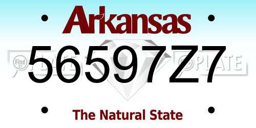 56597Z7 Arkansas License Plate
