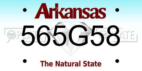 565G58 Arkansas License Plate