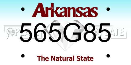565G85 Arkansas License Plate