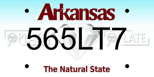 565LT7 Arkansas License Plate